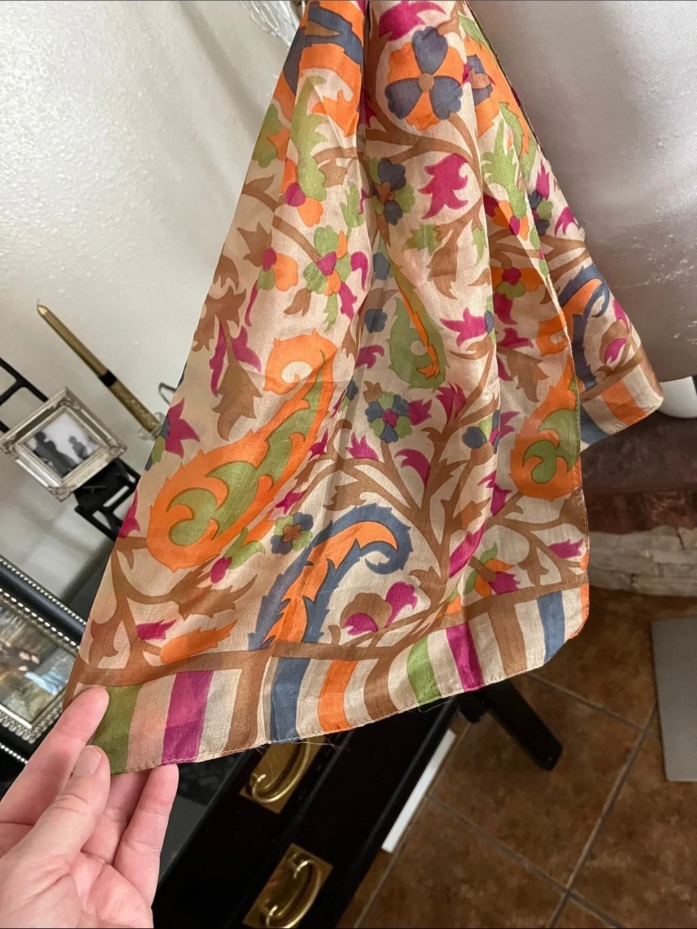 Colorful Floral Print Lightweight SILK Scarf - Made in India